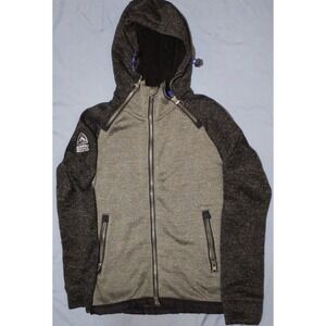 Superdry Men's Storm Double Ziphood In Grey Grit Size Large Fleece Jacket